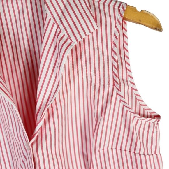 Jones New York  Red and White Boutton front  Sleeveless Blouse - Picture 2 of 7